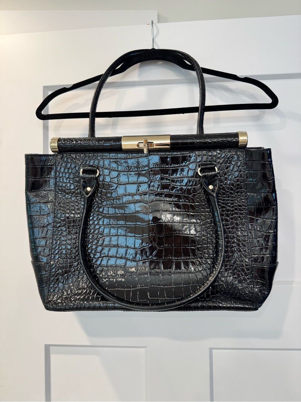 Like New - Kate Spade Knightsbridge Constance Black Croc Embossed Satchel